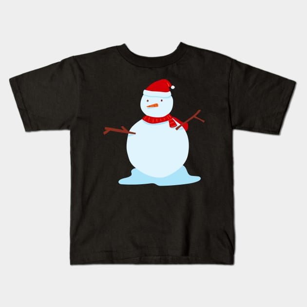 Cute Snowman Kids T-Shirt by Salma Ismail